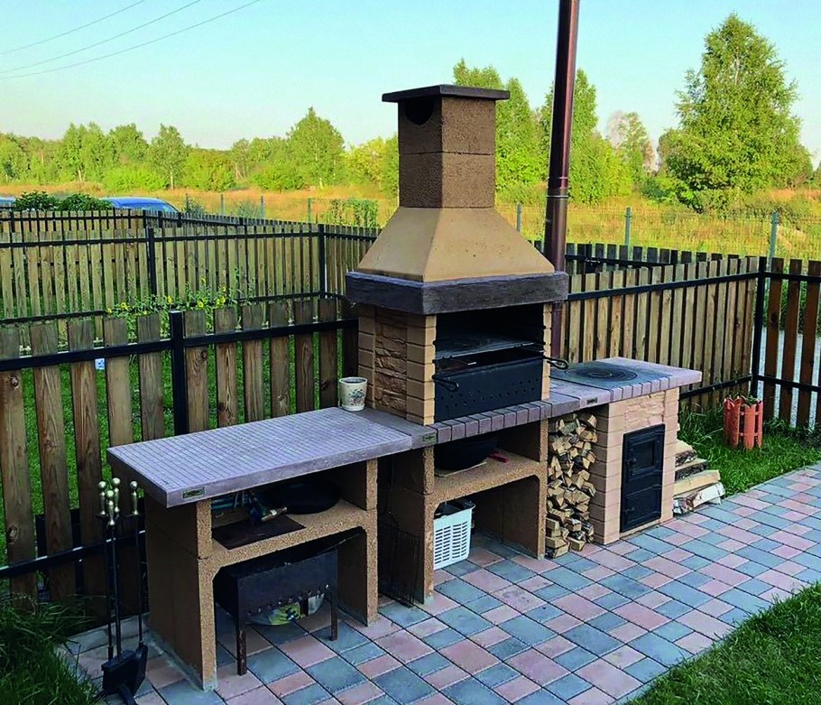 Мангальная зона с казаном и мангалом