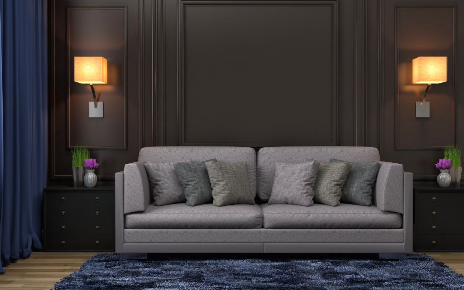 Бра над диваном в интерьере