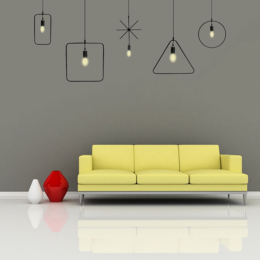 Подвесные светильники над диваном в гостиной