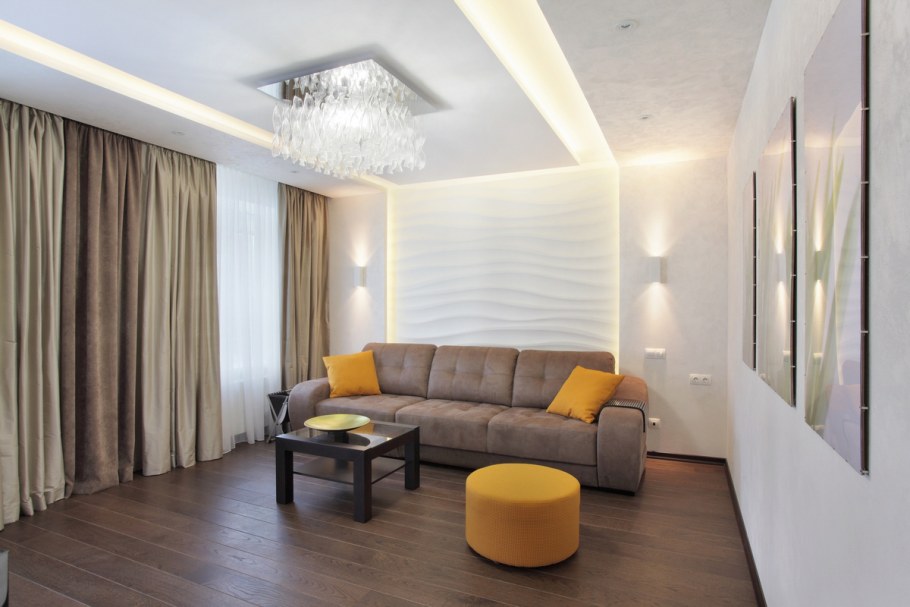 Освещение над диваном в гостиной