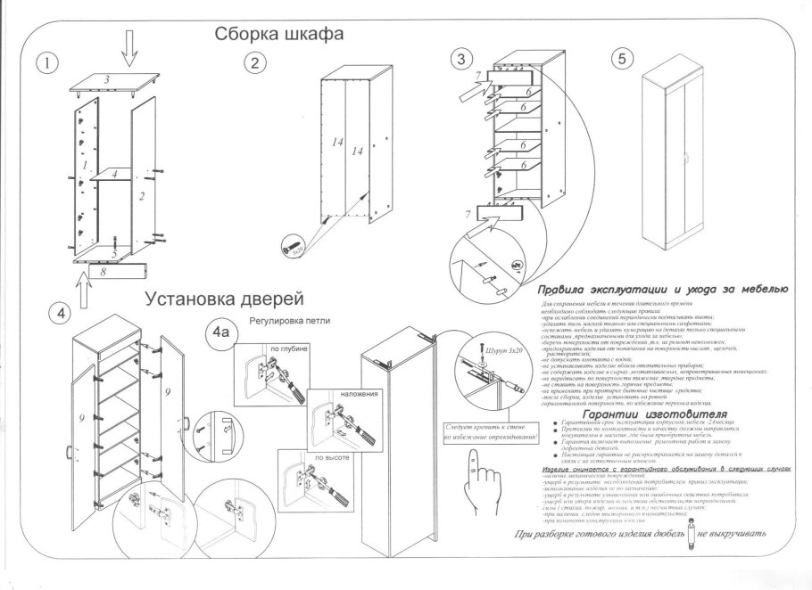 Прихожая Ямайка ЯПЦС-1 схема сборки