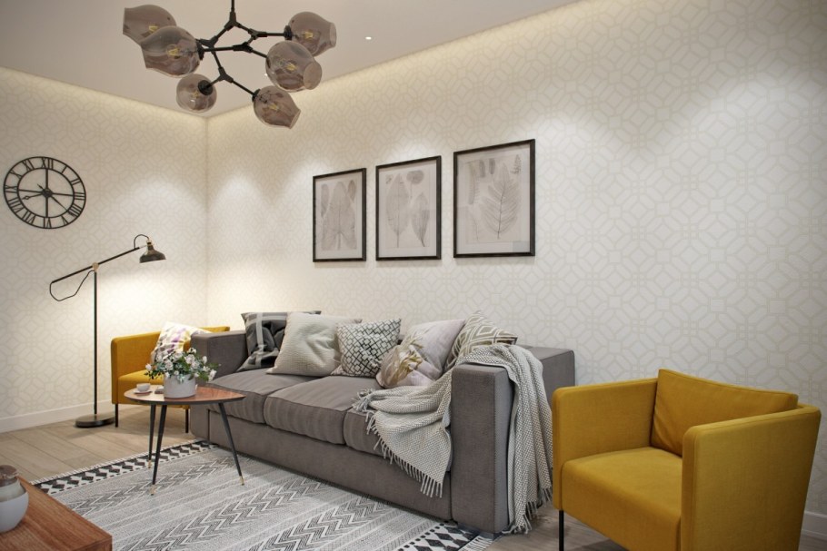 Гостиная 18 кв м Сканди