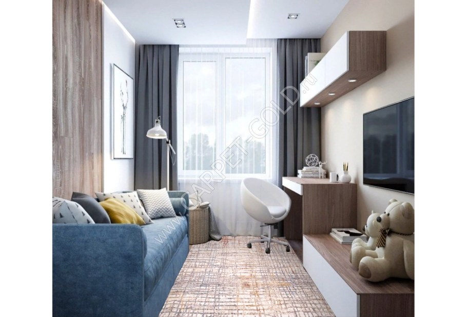 Интерьер узкой гостиной