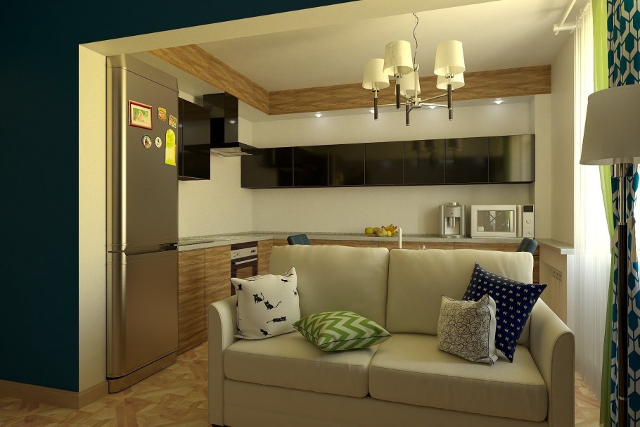 Маленькая гостиная совмещенная с кухней