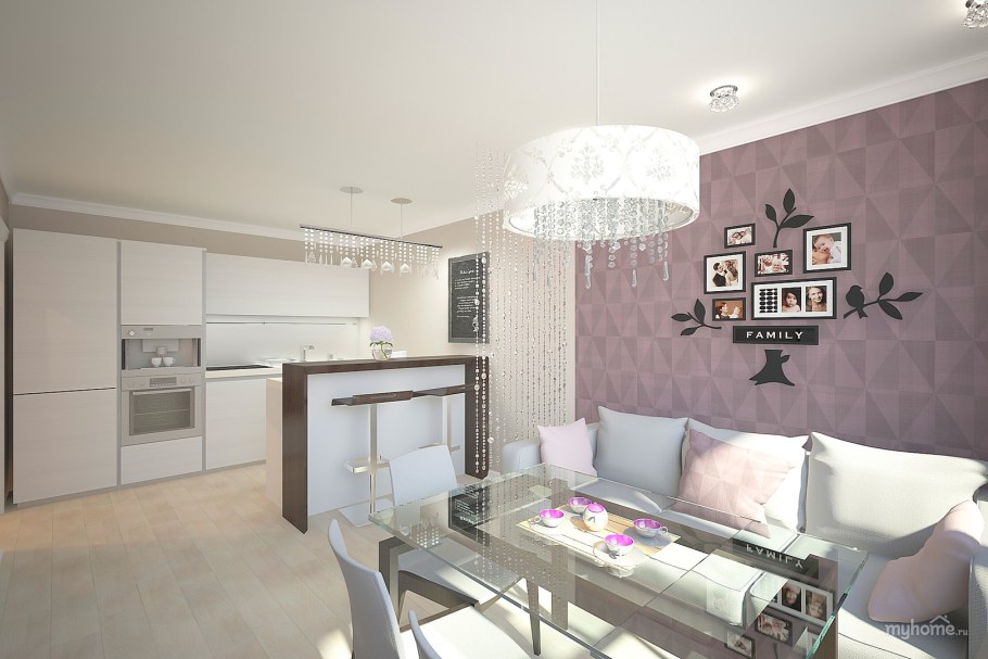 Кухня-гостиная 30 кв.м евродвушка