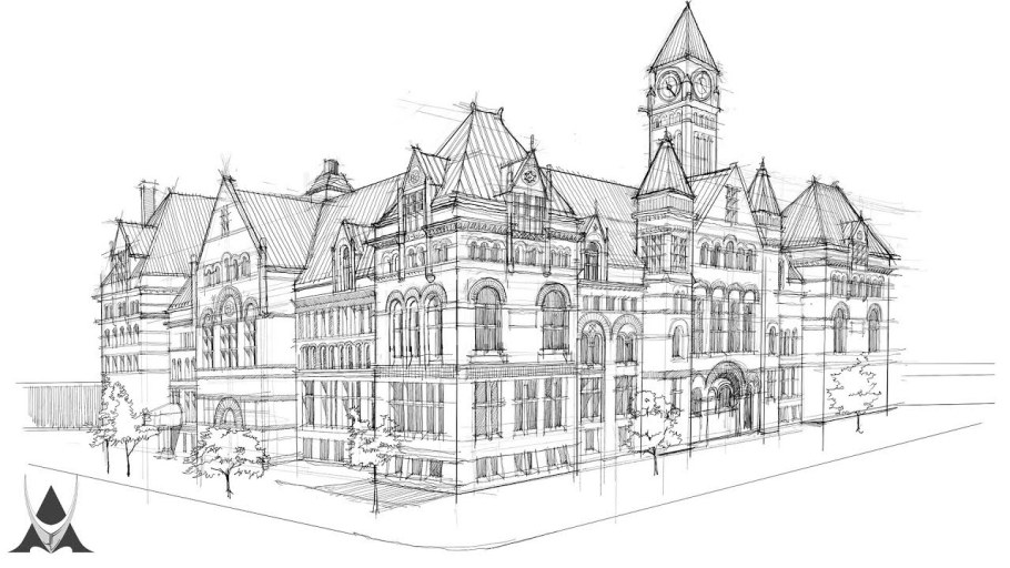 Здания карандашом