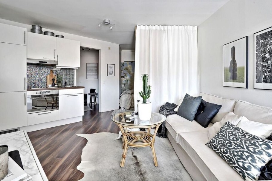 Студия в скандинавском стиле 20 кв м