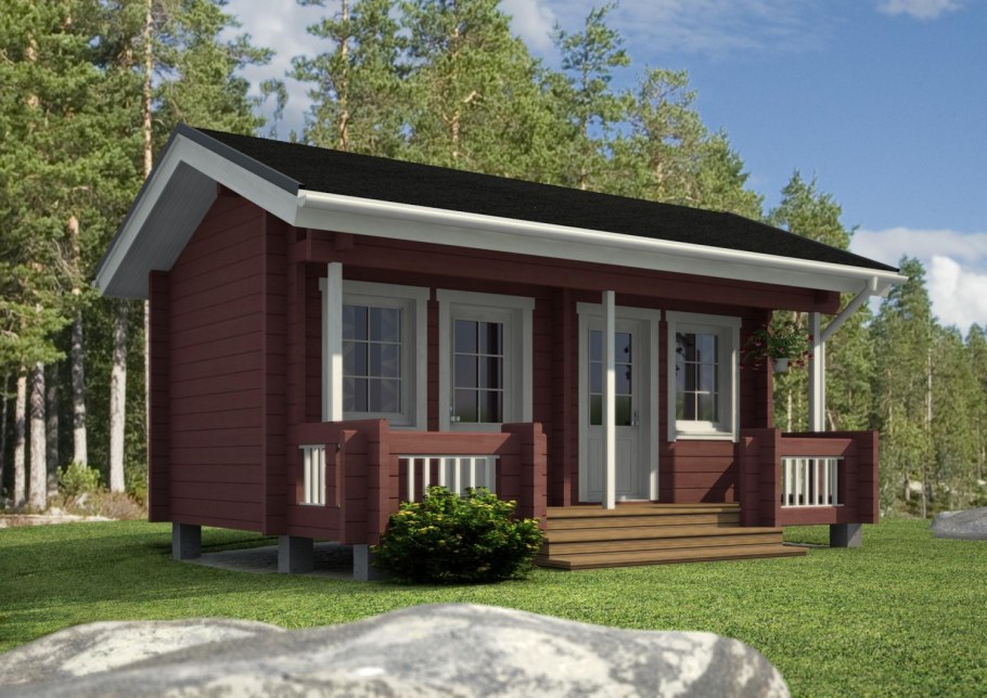 Деревянный дом 50 кв м с односкатной крышей