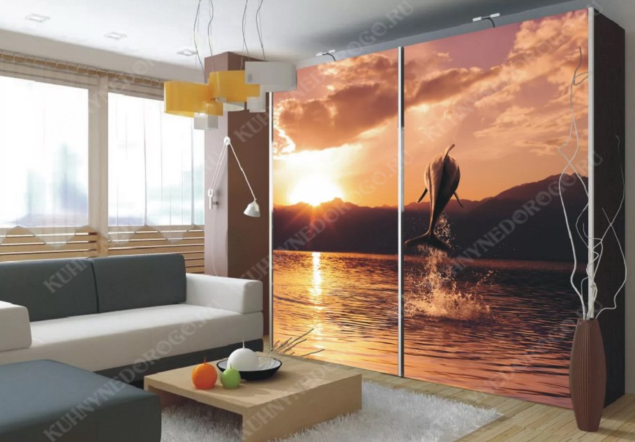 Шкаф с фотопечатью в интерьере