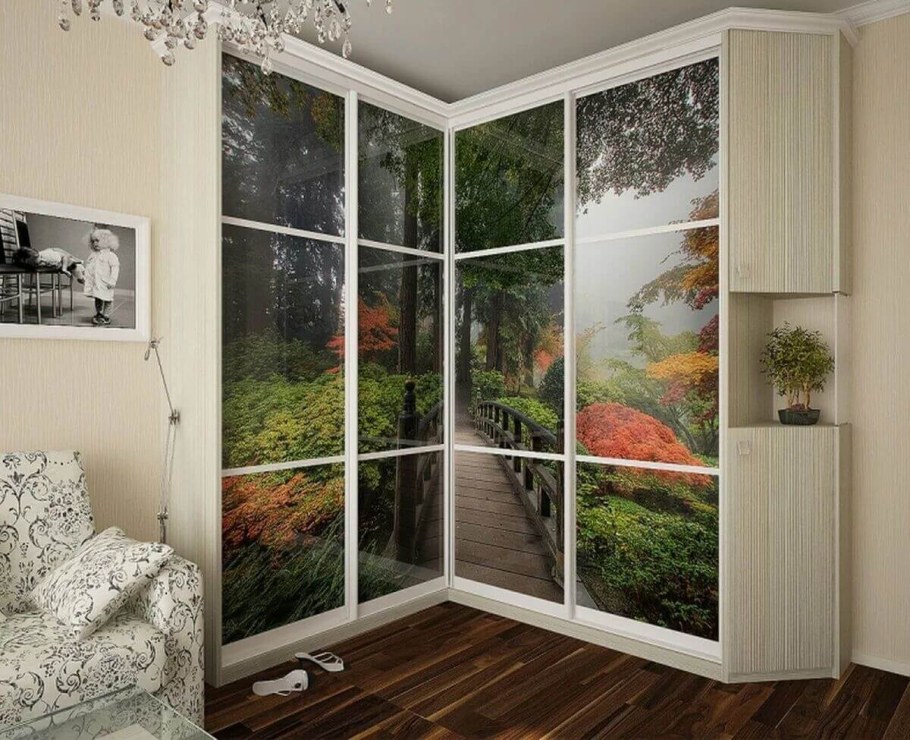 Шкаф с фотопечатью в интерьере