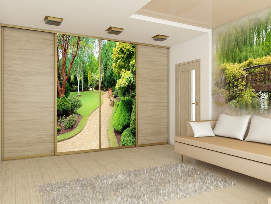 Фотообои на раздвижных дверях