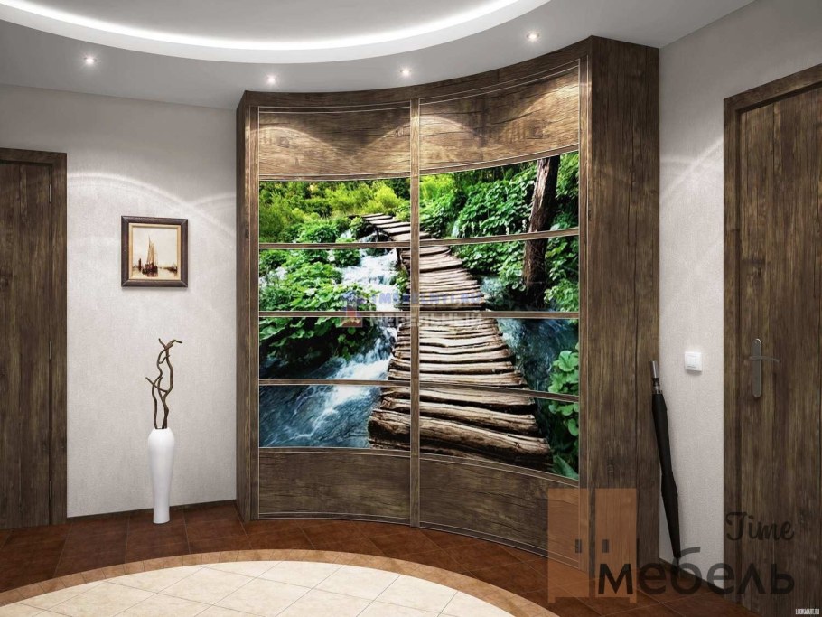 Шкаф-купе с фотопечатью в интерьере