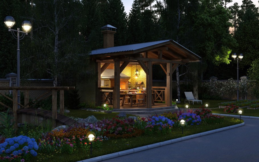 Беседка барбекю, газебо