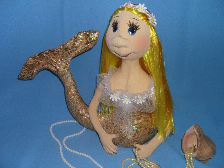 Русалка в стиле грунтованный текстиль