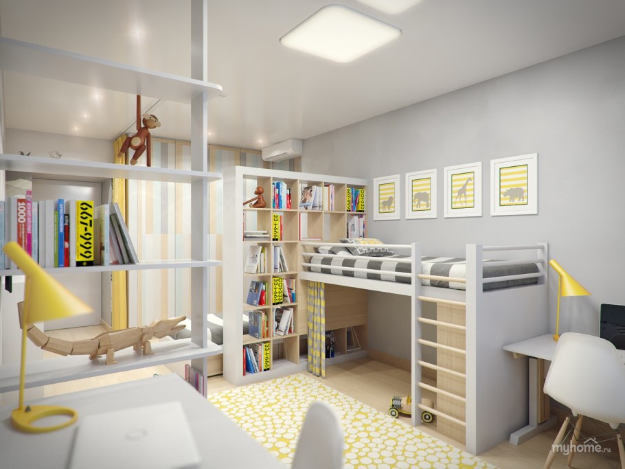 Детская комната 15 кв.м для двоих разнополых