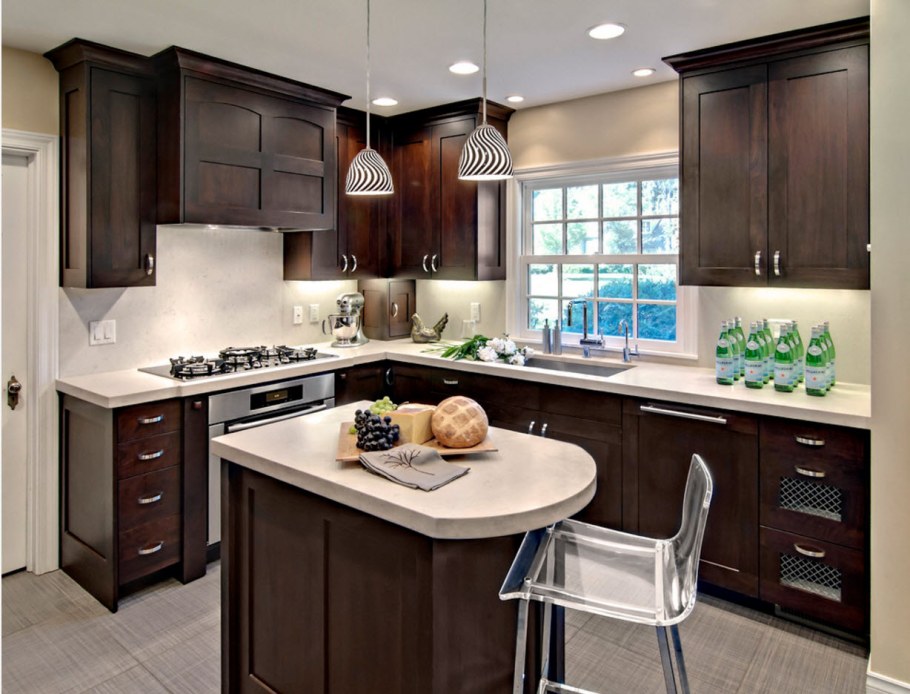 Бело коричневая кухня в интерьере