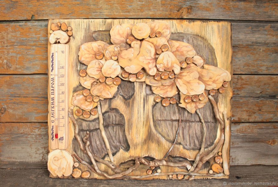 Панно из можжевельника для бани