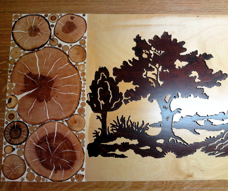 Панно из спилов дерева
