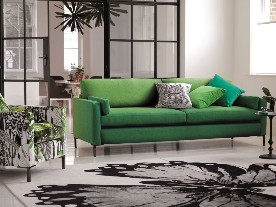 Двухцветный зеленый диван