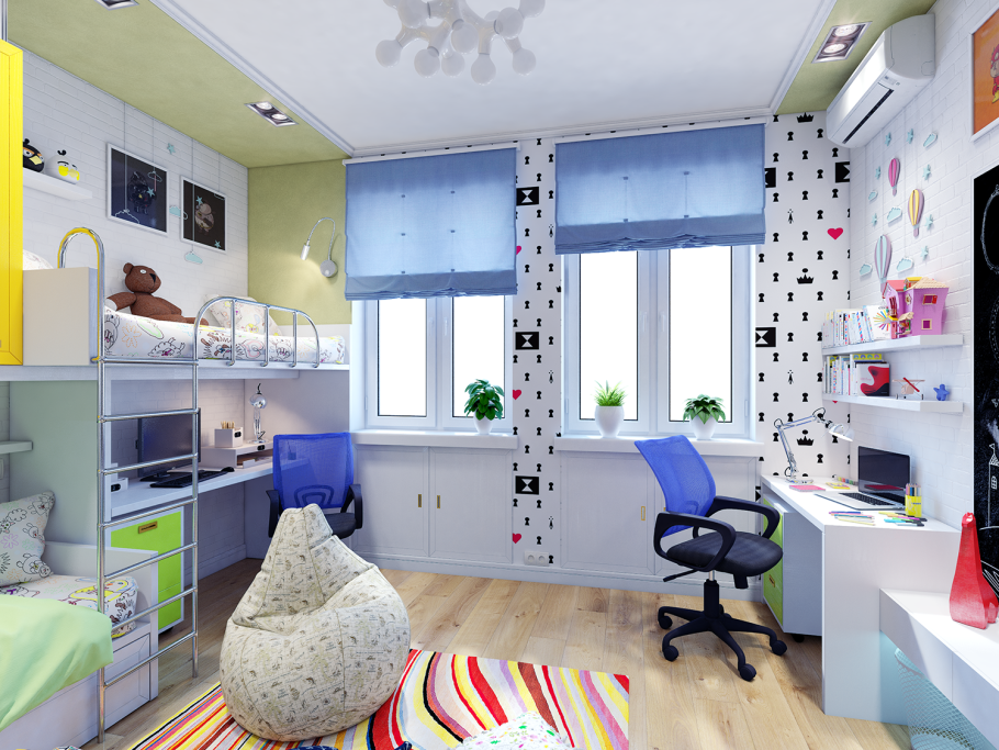 Детская комната для двоих разнополых 20 кв.м