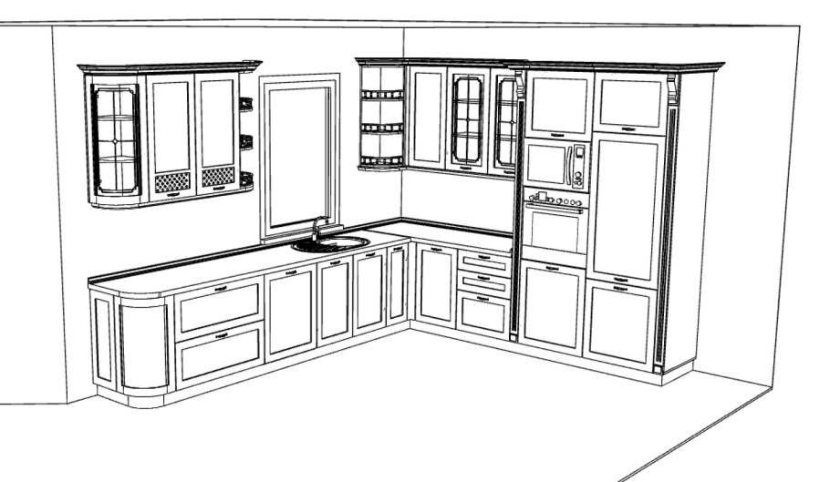 Кухонная мебель вид сбоку чертеж