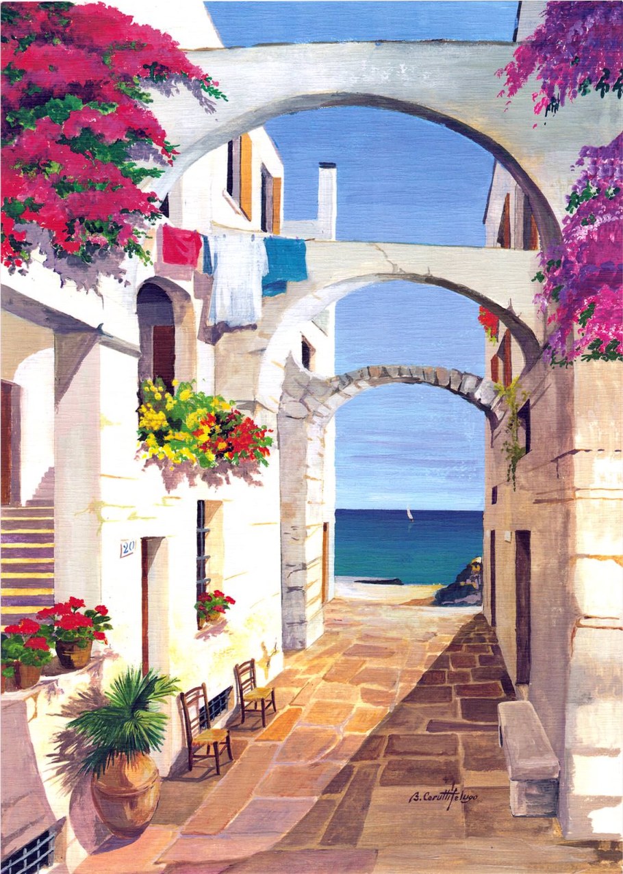 Фрески Греция море арки