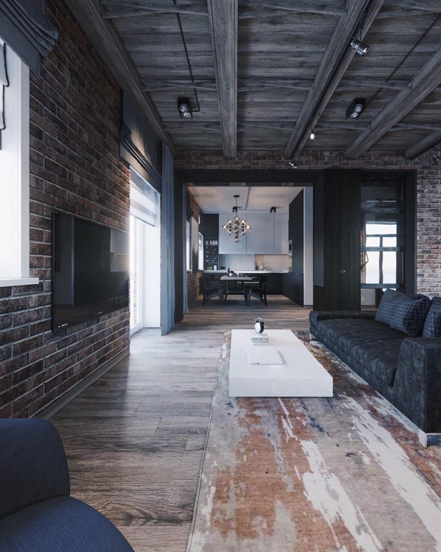 Студия 30 кв в стиле лофт