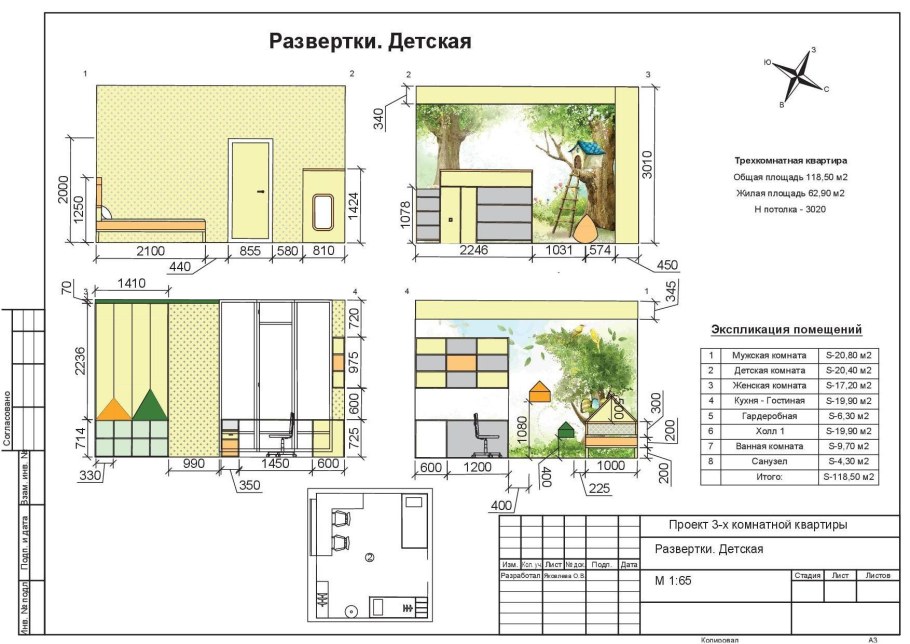 План развертки стен