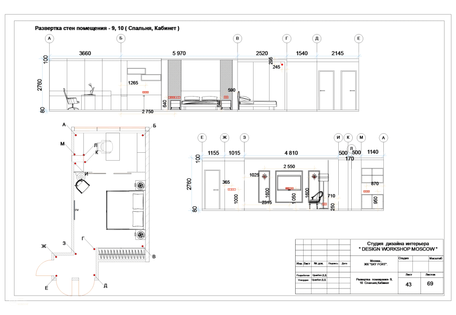 Развертка по стенам