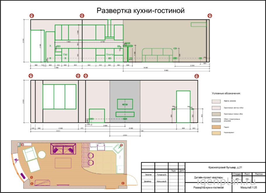 Развертка комнаты чертеж