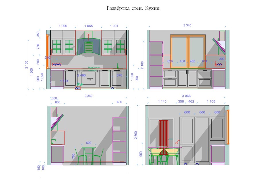 Развертка внутренних стен чертеж
