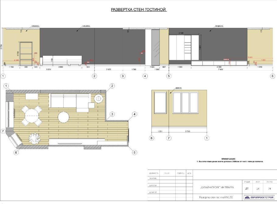 Развертки стен гардероба