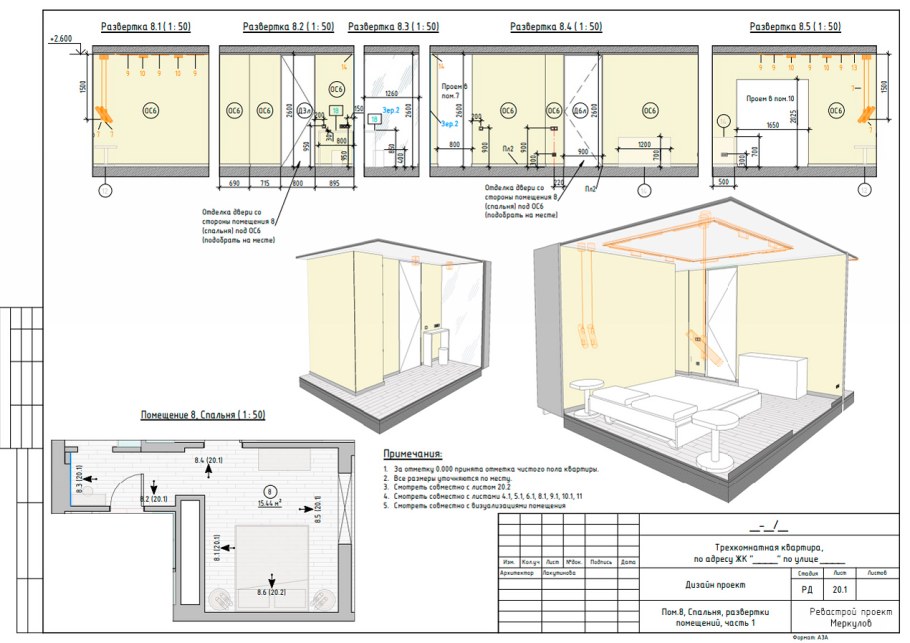 Развертки стен из кирпича