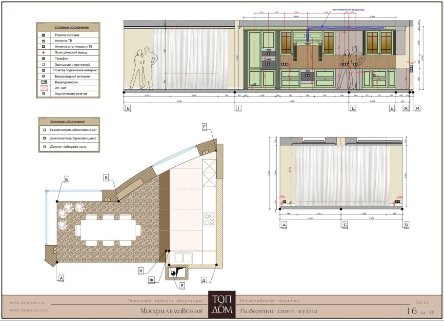 Развертка внутренних стен чертеж