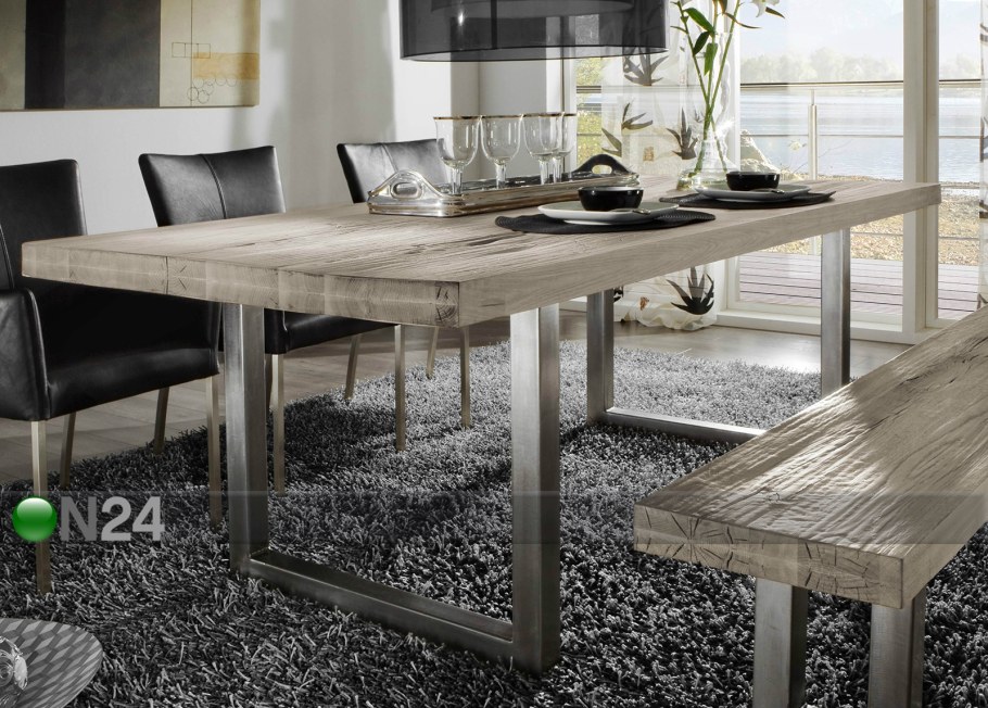 Круглый стол лофт (столешница дуб, основание металл) r43-632