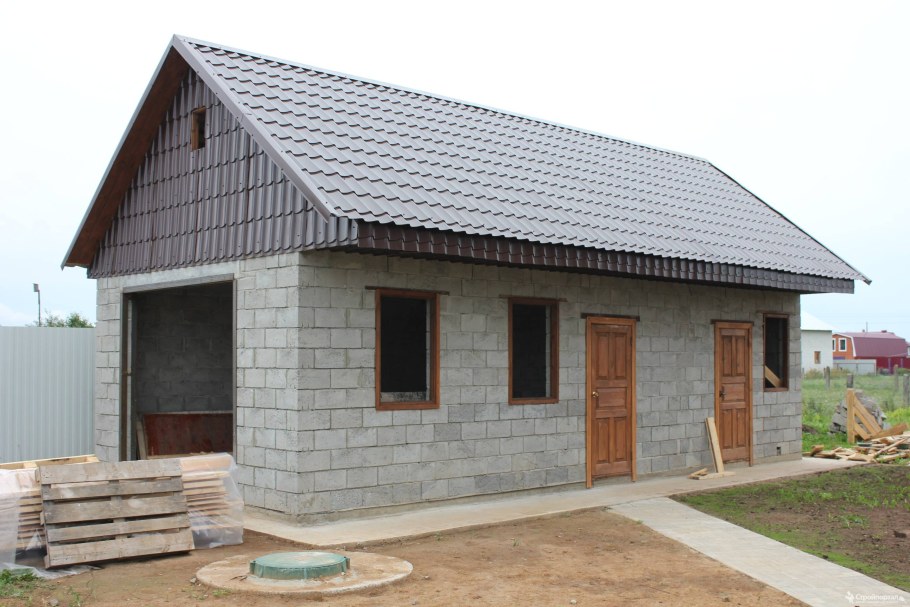 Проект бани 5х4 из керамзитобетонных блоков