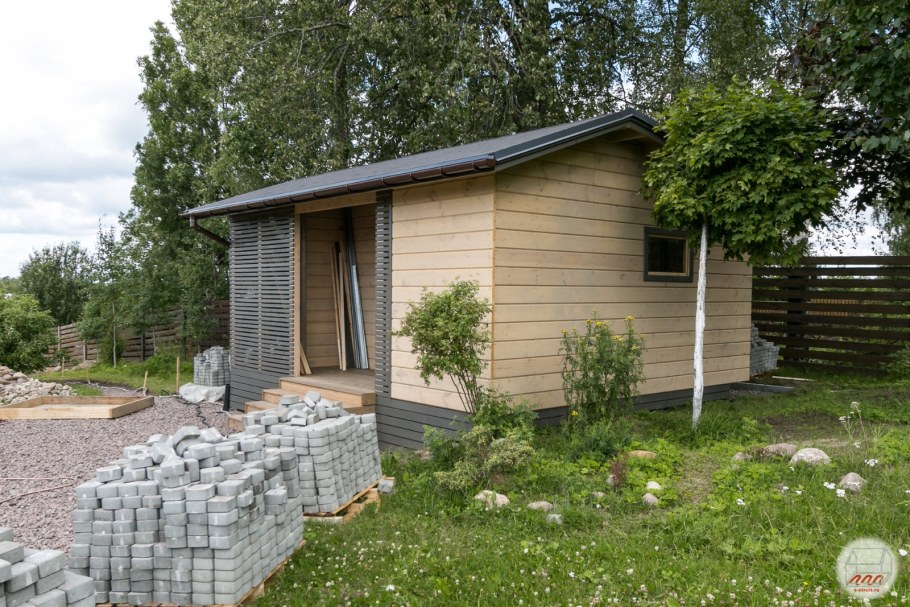 Баня дровник хозблок из блоков