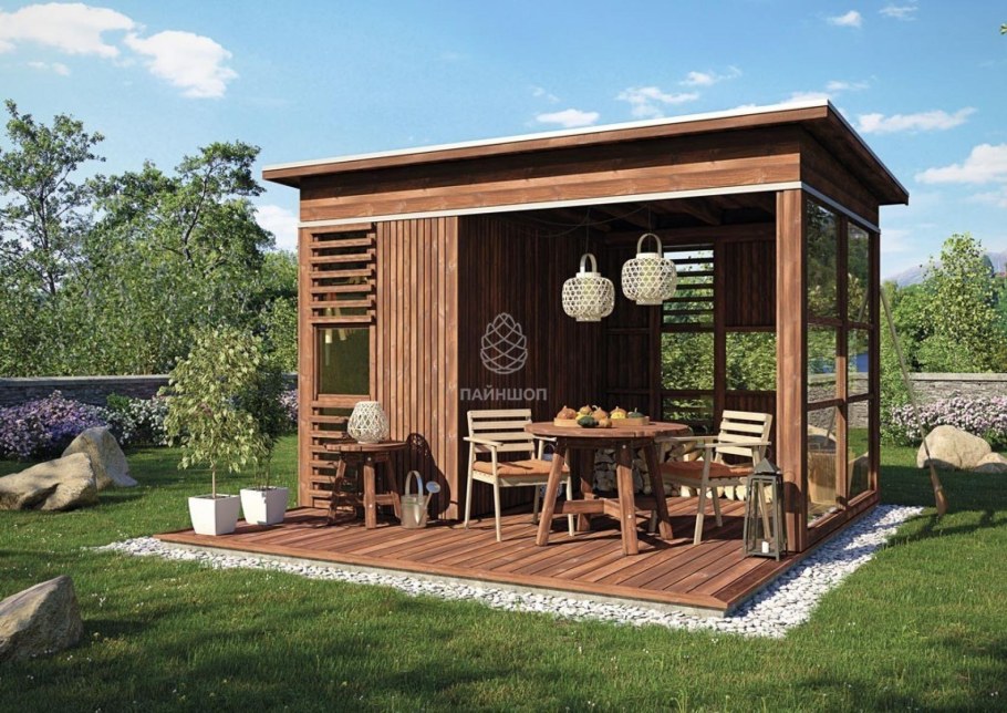 Беседка угловая деревянная