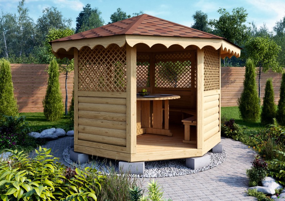 Простая деревянная беседка