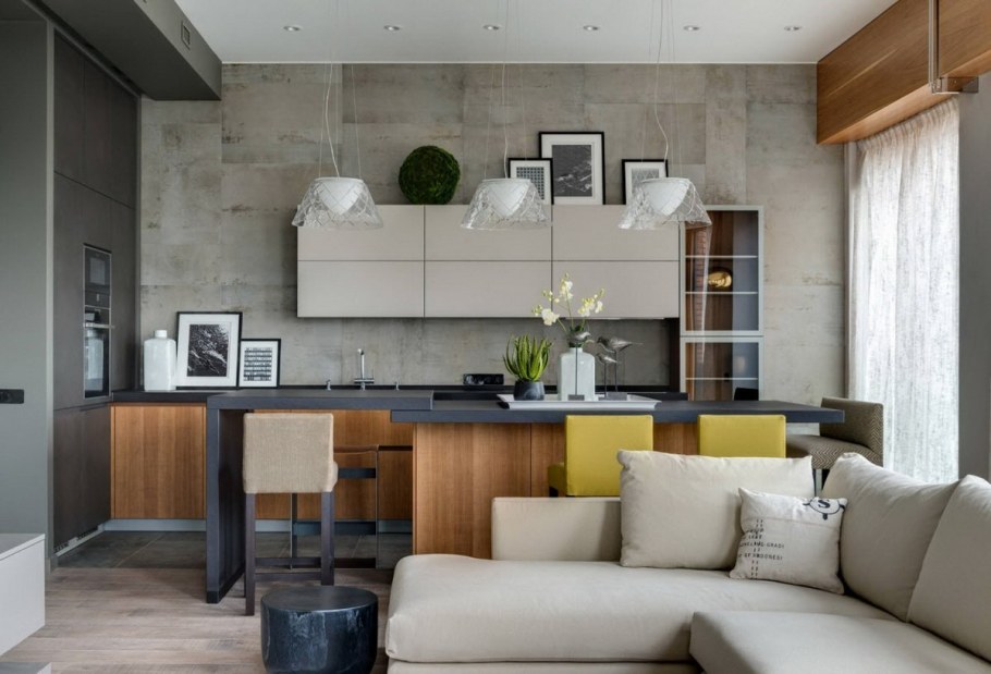 Кухня с гостинной 20кв м интерьер