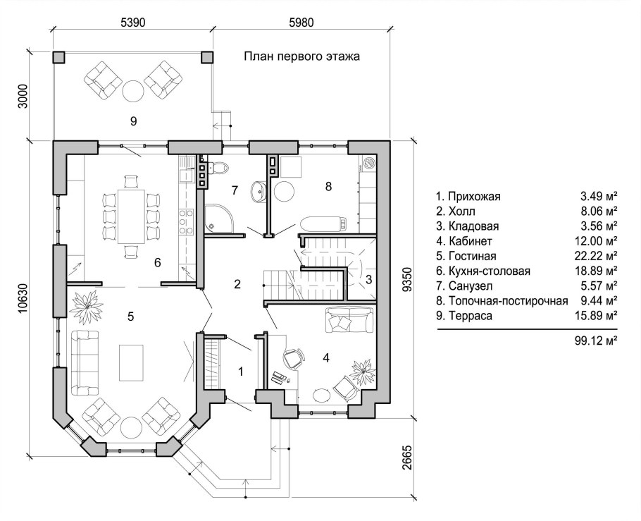 Планировка коттеджа с размерами