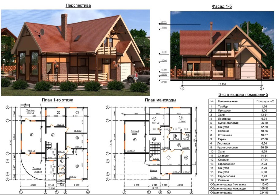 Проект коттеджа с размерами