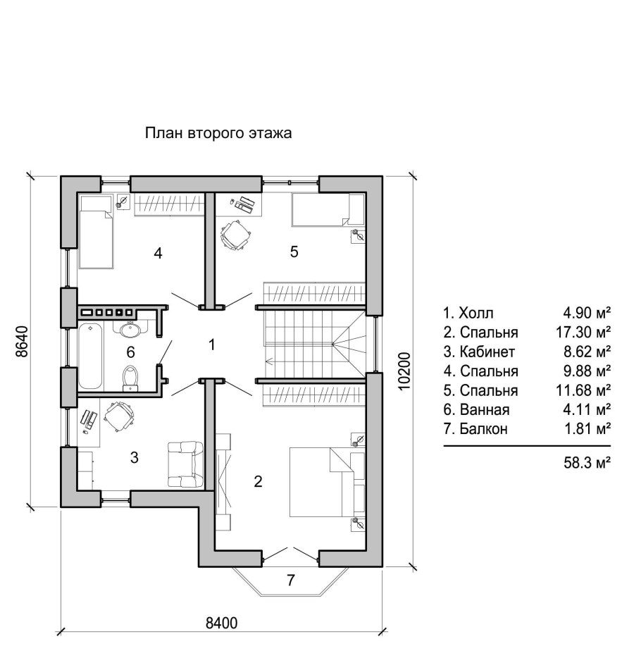 План 2э этажного здания