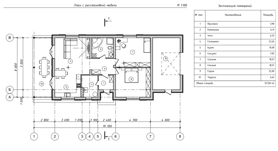 Индивидуальный жилой дом план первого этажа
