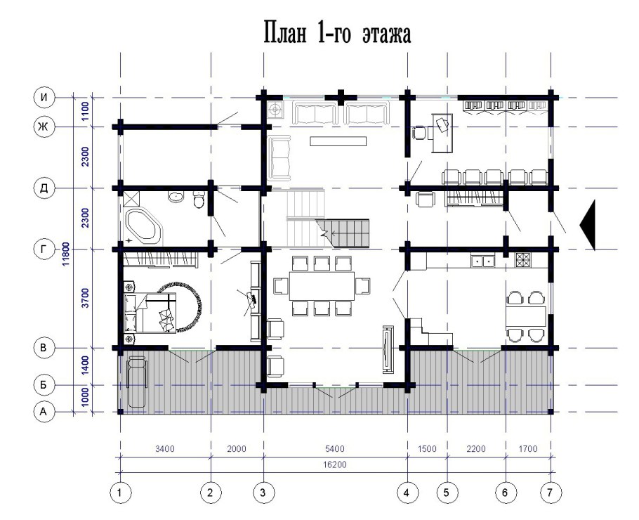 Планировка 1го этажа