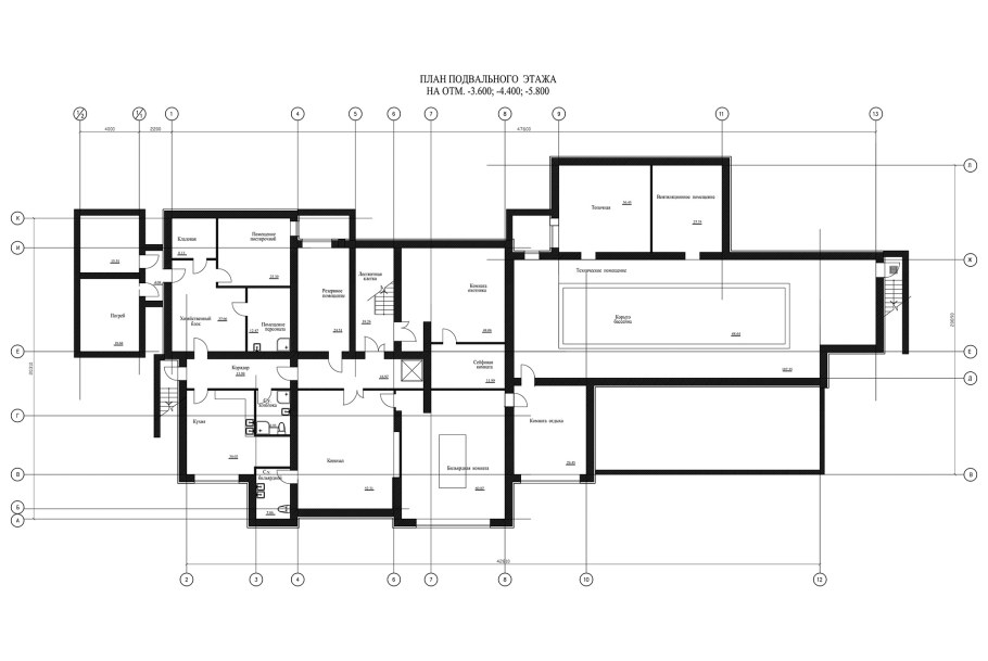 План подвала общественного здания