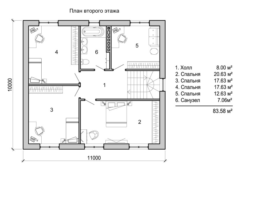 План комнат в двухэтажном доме