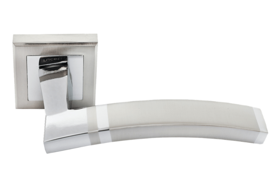 Дверная ручка Vantage v31 на круглой розетке CP/HR хром / белая керамика