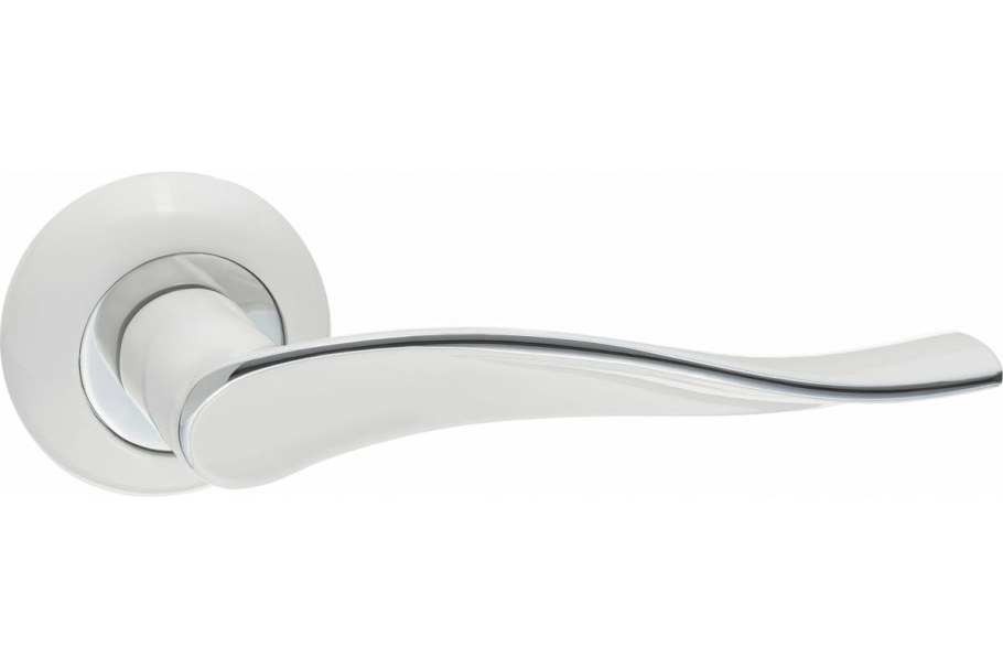 Ручка дверная Renz INDH 424-08 W/CP "Моретти", бел/хр.бл.