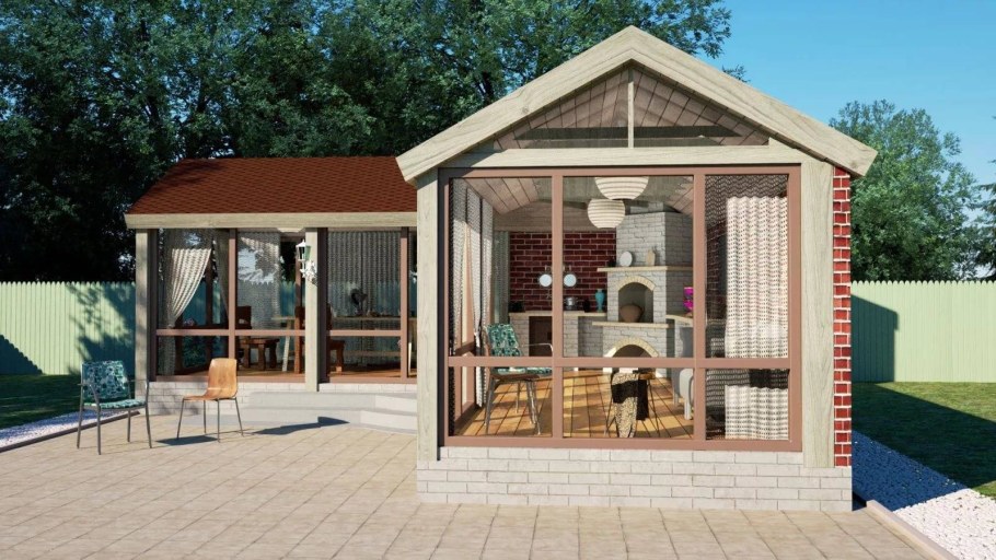 Стеклянная беседка для дачи